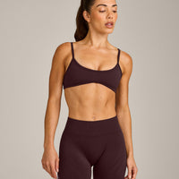 EnhanceLift™ Seamless Minimal Bralette with Gray Logo | Plum Brown