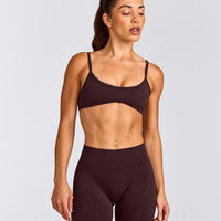 EnhanceLift™ Seamless Minimal Bralette with Gray Logo | Plum Brown