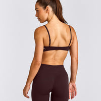 EnhanceLift™ Seamless Minimal Bralette with Gray Logo | Plum Brown