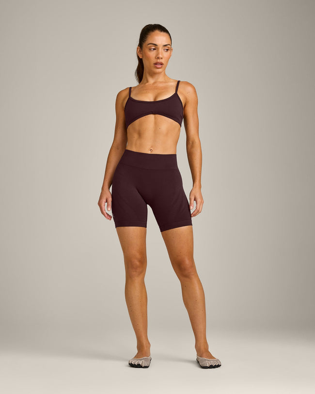 EnhanceLift™ Seamless Minimal Bralette with Gray Logo | Plum Brown