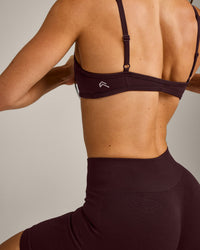 EnhanceLift™ Seamless Minimal Bralette with Gray Logo | Plum Brown