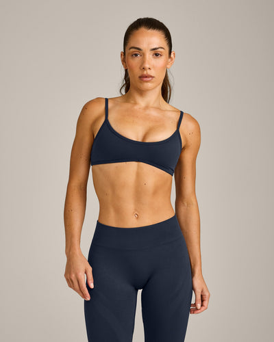 EnhanceLift™ Seamless Minimal Bralette with Gray Logo | True Blue