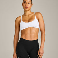 EnhanceLift™ Seamless Minimal Bralette with Gray Logo | White