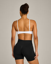 EnhanceLift™ Seamless Minimal Bralette with Gray Logo | White