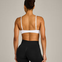EnhanceLift™ Seamless Minimal Bralette with Gray Logo | White