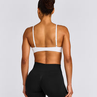 EnhanceLift™ Seamless Minimal Bralette with Gray Logo | White