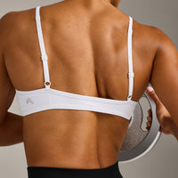 EnhanceLift™ Seamless Minimal Bralette with Gray Logo | White
