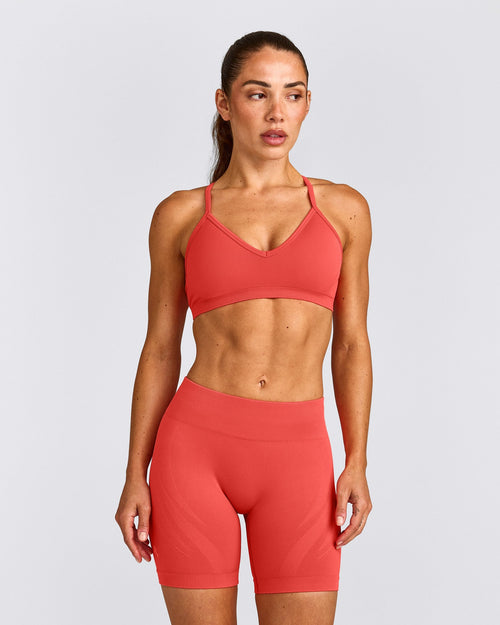 EnhanceLift™ Seamless Strappy Sports Bra | Dark Charged Coral