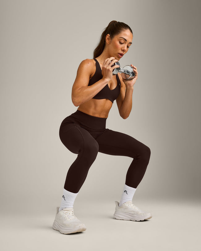 UnifiedMove™ Cross Back Sports Bra with Reflective Logo | 70% Cocoa