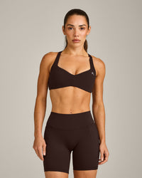UnifiedMove™ T Back Minimal Bralette with Reflective Logo | 70% Cocoa