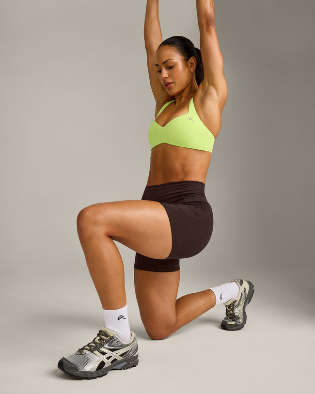 UnifiedMove™ T Back Minimal Bralette with Reflective Logo | Citrus Green