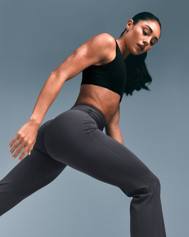 SoftMotion™ Flared Pants with Gray Logo | Ash Gray