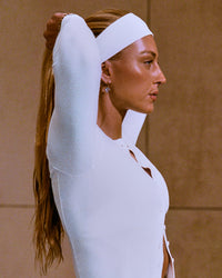 SoftMotion™ Headband with Gray Logo | White