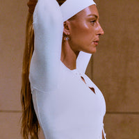 SoftMotion™ Headband with Gray Logo | White