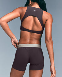 SoftMotion™ High Waisted Shorts 6" with Gray Logo | Dark Umber Brown