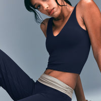 SoftMotion™ Scoop Neck Tank Top with Gray Logo | True Blue