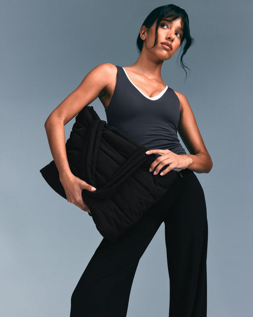 SoftMotion™ Straight Leg Pants with Gray Logo | Black