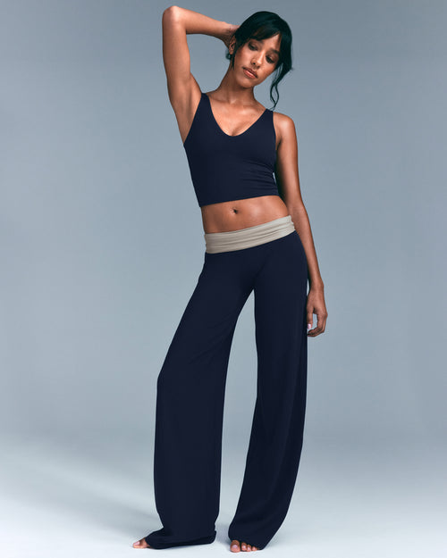 SoftMotion™ Straight Leg Pants with Gray Logo | True Blue