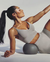 SoftMotion™ V Neck Mid Tank Top with Built in Bra Shelf New Branding | Zinc Gray