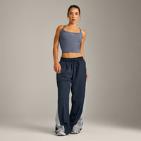 Mellow™ Rib Racer Back Mid Tank Top with Built in Bra Shelf | Granite Blue