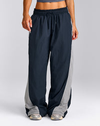 Oversized Contrast Piped Woven Straight Leg Track Pants | True Blue