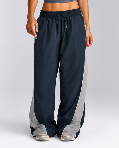 Oversized Contrast Piped Woven Straight Leg Track Pants | True Blue