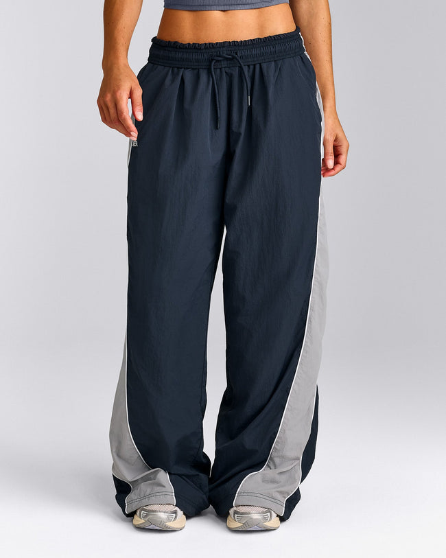 Oversized Contrast Piped Woven Straight Leg Track Pants | True Blue