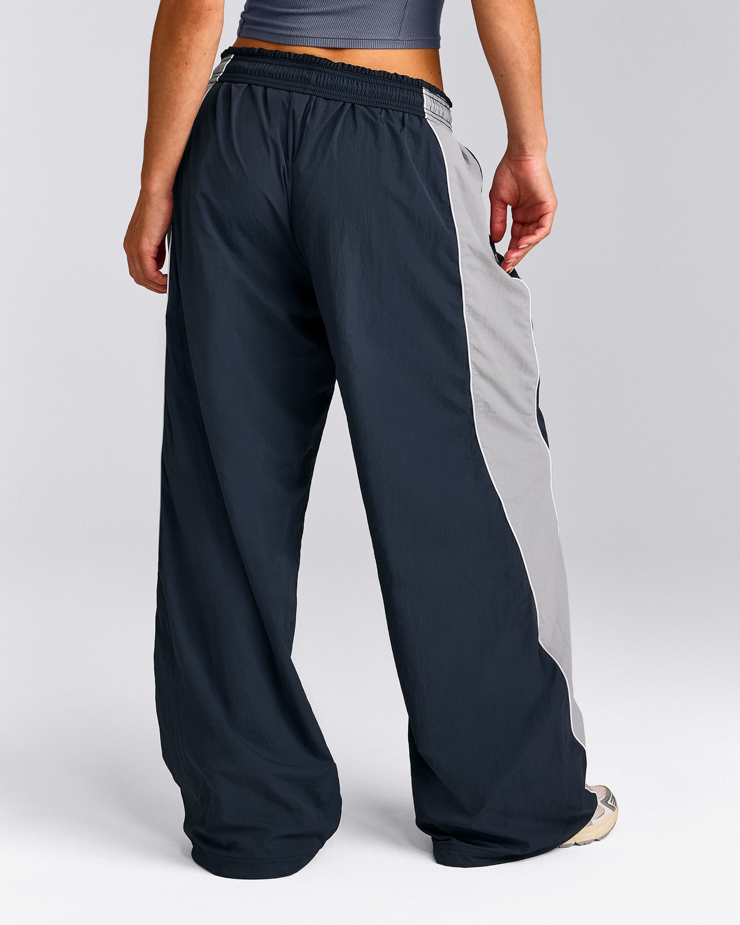 Oversized Contrast Piped Woven Straight Leg Track Pants | True Blue