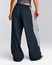 Oversized Contrast Piped Woven Straight Leg Track Pants | True Blue