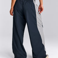 Oversized Contrast Piped Woven Straight Leg Track Pants | True Blue