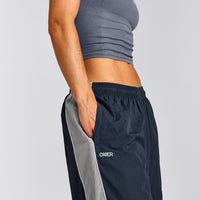 Oversized Contrast Piped Woven Straight Leg Track Pants | True Blue