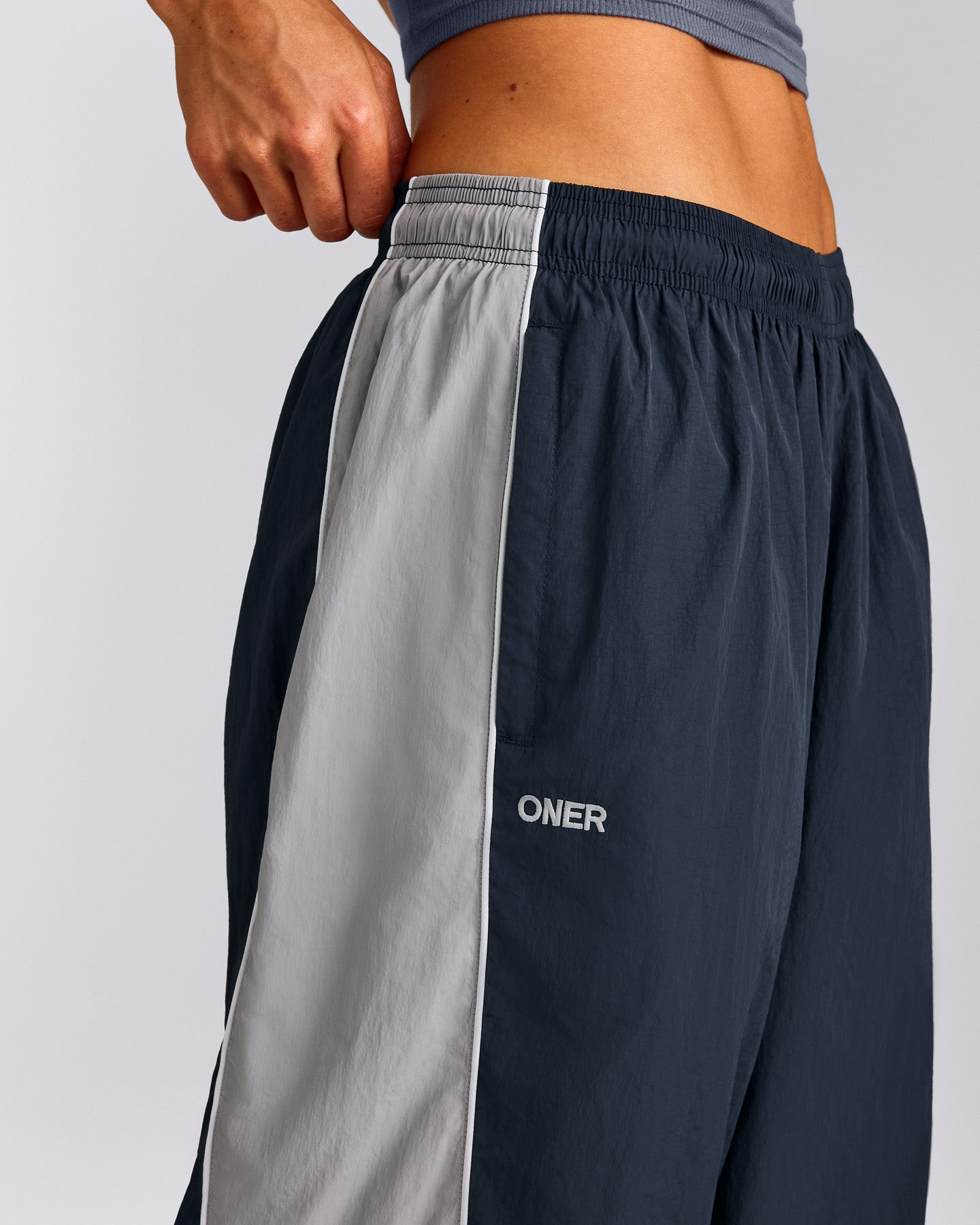 Oversized Contrast Piped Woven Straight Leg Track Pants | True Blue