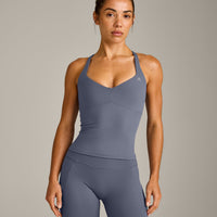UnifiedMove™ T Back Mid Tank Top with Built in Bra Shelf New Branding | Granite Blue