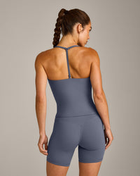 UnifiedMove™ T Back Mid Tank Top with Built in Bra Shelf New Branding | Granite Blue