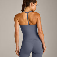 UnifiedMove™ T Back Mid Tank Top with Built in Bra Shelf New Branding | Granite Blue
