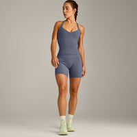UnifiedMove™ T Back Mid Tank Top with Built in Bra Shelf New Branding | Granite Blue