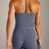 UnifiedMove™ T Back Mid Tank Top with Built in Bra Shelf New Branding | Granite Blue