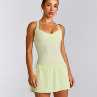 UnifiedMove™ T Back Mid Tank Top with Built in Bra Shelf New Branding | Meadow Mist Green