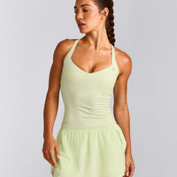 UnifiedMove™ T Back Mid Tank Top with Built in Bra Shelf New Branding | Meadow Mist Green