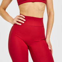 Timeless High Waisted Leggings with White Logo | Toasted Red