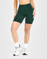 Timeless High Waisted Shorts with White Logo | Racing Green
