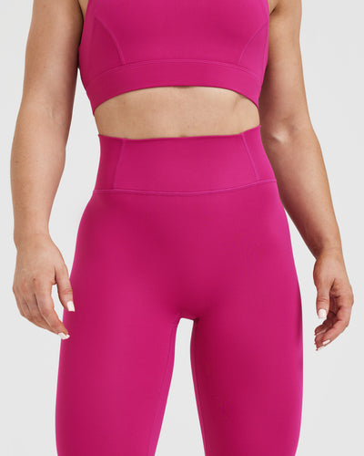 Body Fit Leggings - Women's High Waist - Fuchsia