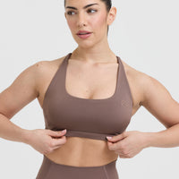 Timeless Square Neck Sports Bra | Cool Brown