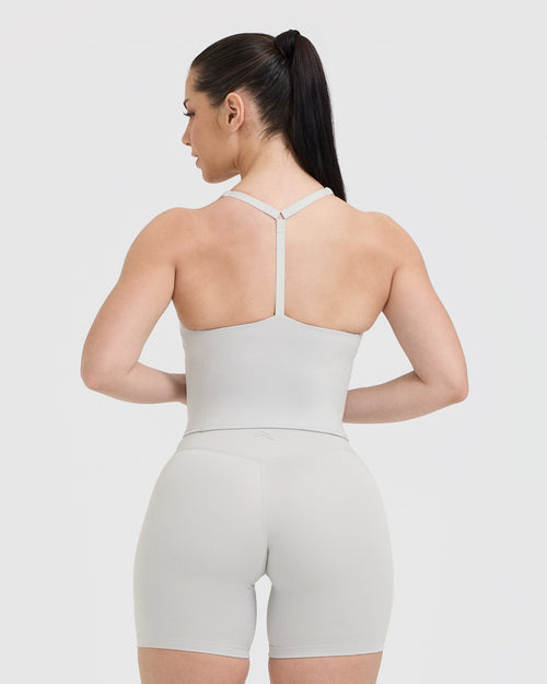 Timeless Square Neck Mid Tank Top | Light Grey