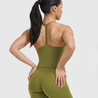 Timeless Square Neck Mid Tank Top | Olive Green