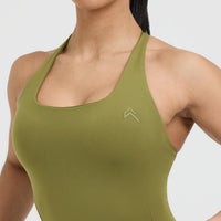 Timeless Square Neck Mid Tank Top | Olive Green