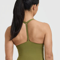 Timeless Square Neck Mid Tank Top | Olive Green