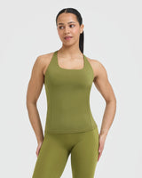 Timeless Square Neck Tank Top | Olive Green