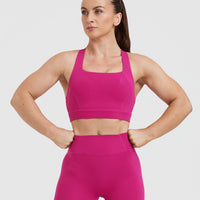 Timeless Wide Strap Sports Bra | Fuchsia