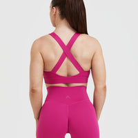 Timeless Wide Strap Sports Bra | Fuchsia
